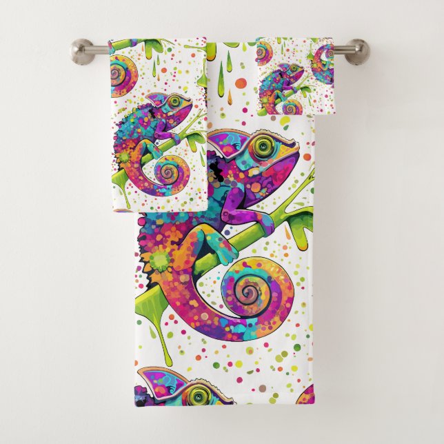 Conjunto De Toalhas Chameleon Paint mantém estilo aquarela (Insitu)