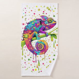 Conjunto De Toalhas Chameleon Paint mantém estilo aquarela
