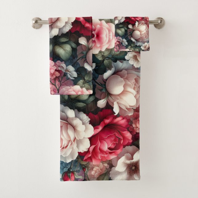 Conjunto De Toalhas Charme Floral Rosa Atemporal (Insitu)