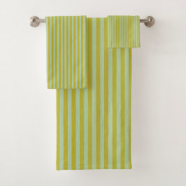 Conjunto De Toalhas Chartreuse e Pistachio Green Stripes