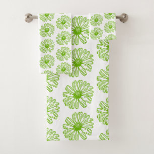 Conjunto De Toalhas Chartreuse Green Daisy Impressão, Hippie Flower Im
