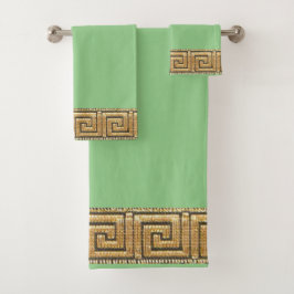 Conjunto De Toalhas Chave Grega da Meander River Símbolo Dourado da Vi