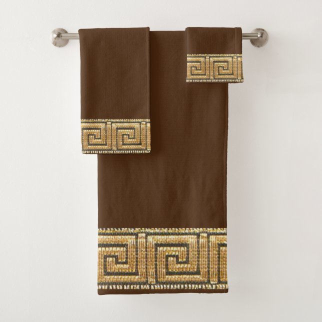 Conjunto De Toalhas Chave Grega da Meandro do Rio da Vida Símbolo Dour (Insitu)