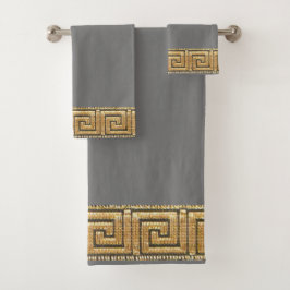 Conjunto De Toalhas Chave Grega da Meandro do Rio Simbolo Dourado da V