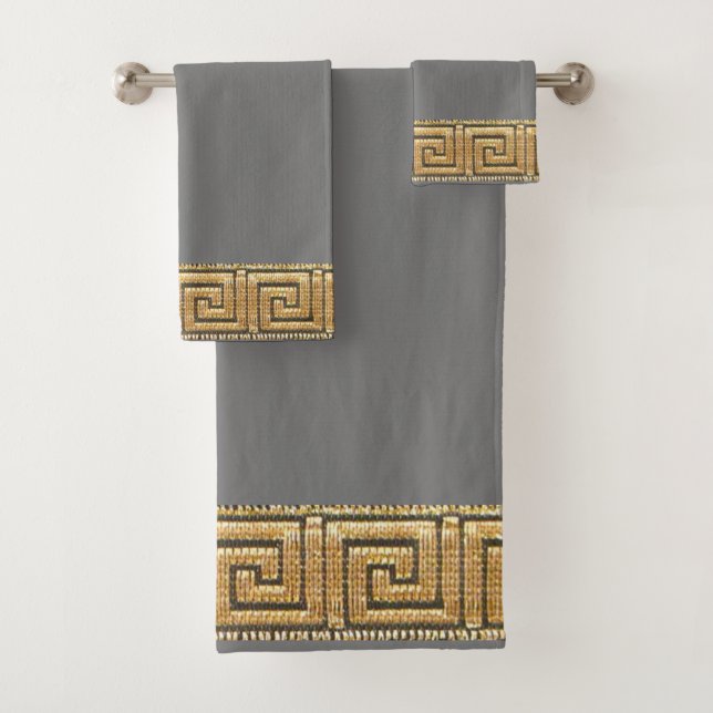 Conjunto De Toalhas Chave Grega da Meandro do Rio Simbolo Dourado da V (Insitu)