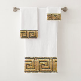 Conjunto De Toalhas Chave Grega do Ouro do Símbolo do Rio Meander