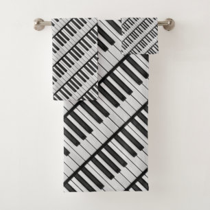 Conjunto De Toalhas Chaves para Piano Pretas e Brancas