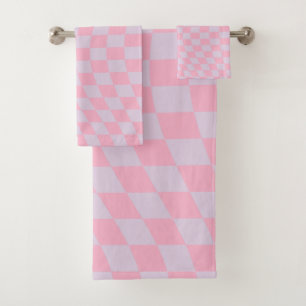 Conjunto De Toalhas Check-in de Verificação Lilac Pink do Padrão Verif