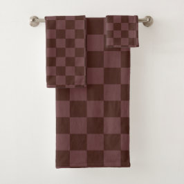 Conjunto De Toalhas Checkerboard castanho escuro