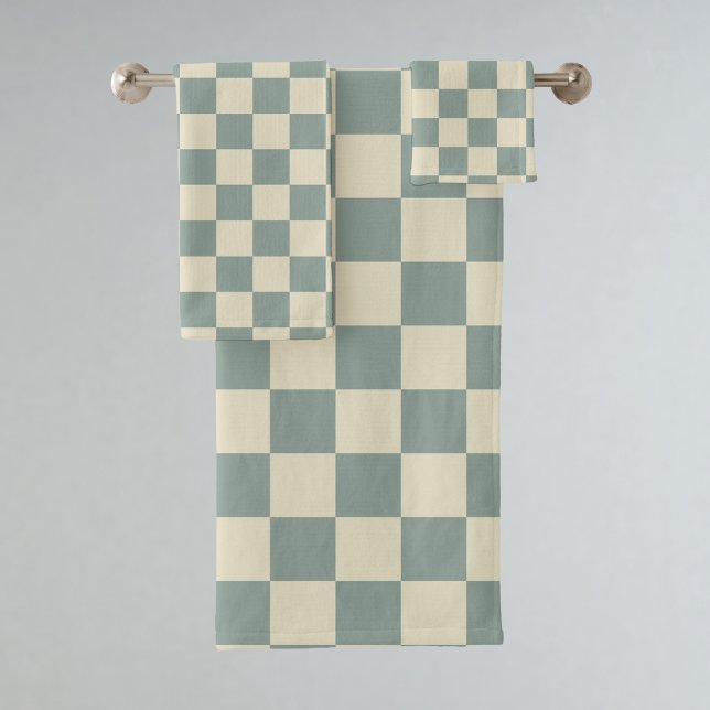Conjunto De Toalhas Checkerboard verde e amarelo pálido (Criador carregado)