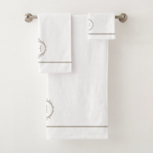 Conjunto De Toalhas Chelsea Light Taupe e White Monogramas