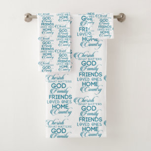 Conjunto De Toalhas Cherish O Que Importa Teal