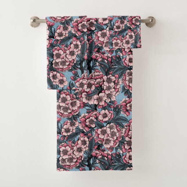 Conjunto De Toalhas Cherry blossom in pink and blue (Insitu)