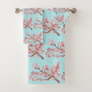Conjunto De Toalhas Cherry floresce Sakura Rosa Floral Japonês Ásia