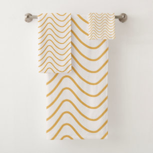 Conjunto De Toalhas Chevron Padrão Amarelo E Cream Zigzag