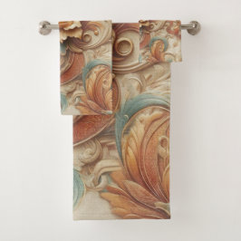 Conjunto De Toalhas Chic, Cremes Elegantes e textura de flor de couro