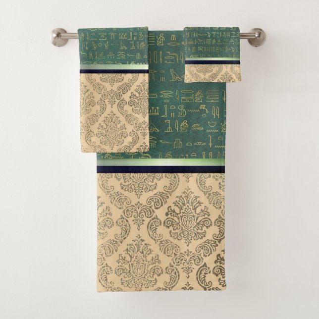 Conjunto De Toalhas Chic Damask Egiptian Hieroglyphs (Insitu)