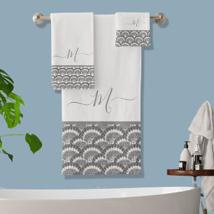 Conjunto De Toalhas Chic Elegante de Shell de Célula de Cinzas Tropica