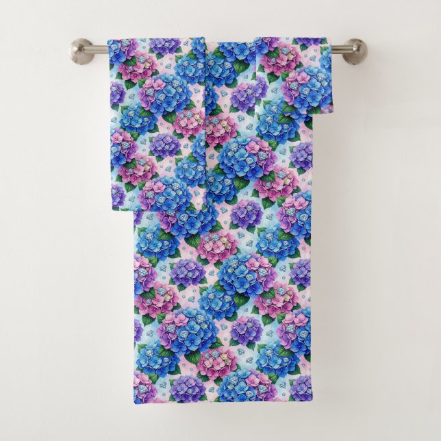 Conjunto de Toalhas Chic Hydrangeas e Diamantes (Insitu)