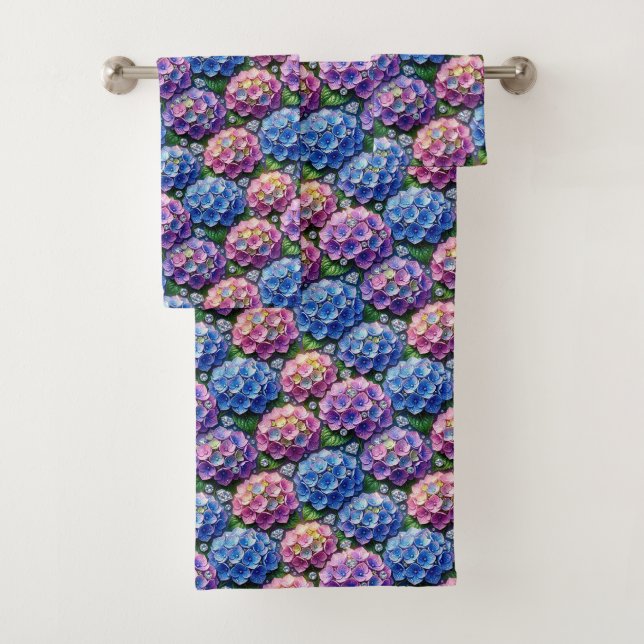 Conjunto de Toalhas Chic Hydrangeas e Diamantes (Insitu)