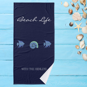 Conjunto De Toalhas Chic Marinho Blue Sea Life Family Name