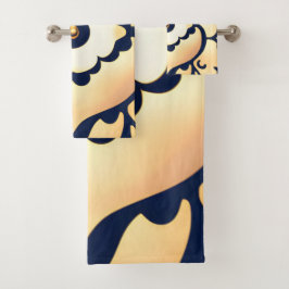 Conjunto De Toalhas Chic, Simples, Moderno, Trending, Tan e Marinho Bl