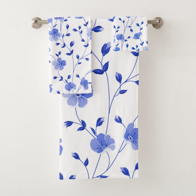 Conjunto De Toalhas Chic Sky Blue Daisy Floral  (Insitu)