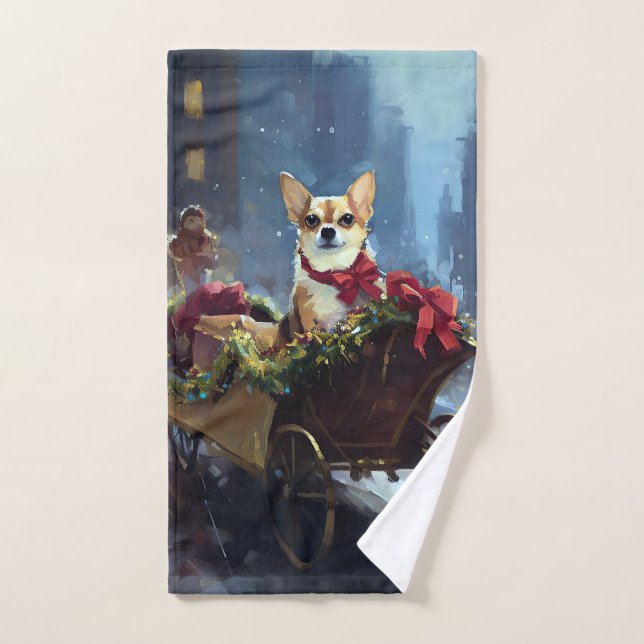 Conjunto De Toalhas chihuahua Christmas Fesason (Toalha de mão)