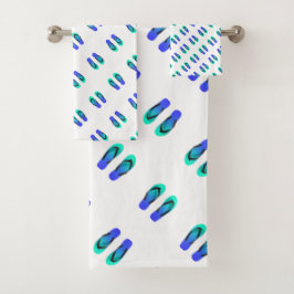 Conjunto De Toalhas Chinelos Azul de Crianças Branco 