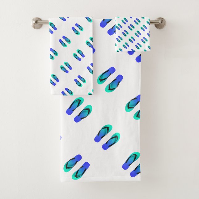 Conjunto De Toalhas Chinelos Azul de Crianças Branco  (Insitu)