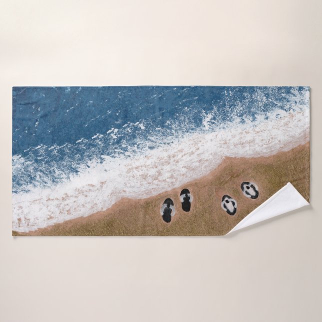 Conjunto De Toalhas Chinelos na Areia da Praia (Toalha de Banho)