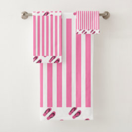 Conjunto De Toalhas Chinelos Rosa para Crianças Branco