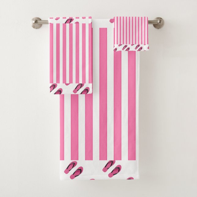 Conjunto De Toalhas Chinelos Rosa para Crianças Branco  (Insitu)