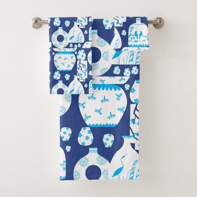 Conjunto De Toalhas Chinoiserie Ginger Jar Jars  (Insitu)