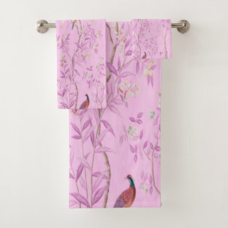 Conjunto De Toalhas Chinoiserie rosa 3 Piece Luxury
