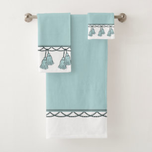 CONJUNTO DE TOALHAS CHIQUE & BORLAS ELEGANTES DE STYLISH_ SEAFOAM