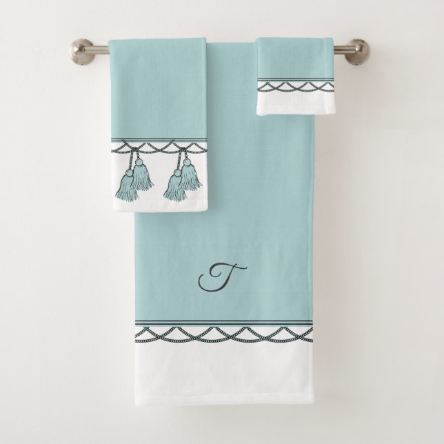 CONJUNTO DE TOALHAS CHIQUE & BORLAS ELEGANTES DE STYLISH_ SEAFOAM (Insitu)