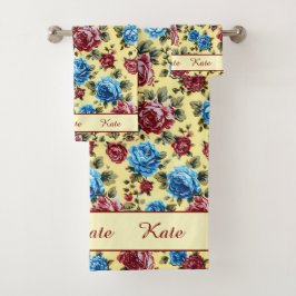Conjunto De Toalhas Chique Elegante Estilo Floral Vintage 