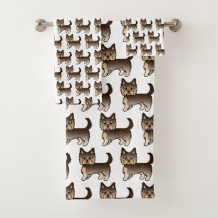 Conjunto De Toalhas Chocolate Brown Yorkshire Terrier Dog Patterno