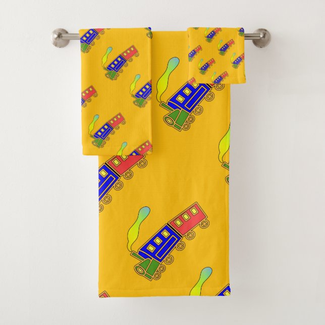 Conjunto De Toalhas Choo Choo Train Kids Yellow (Insitu)