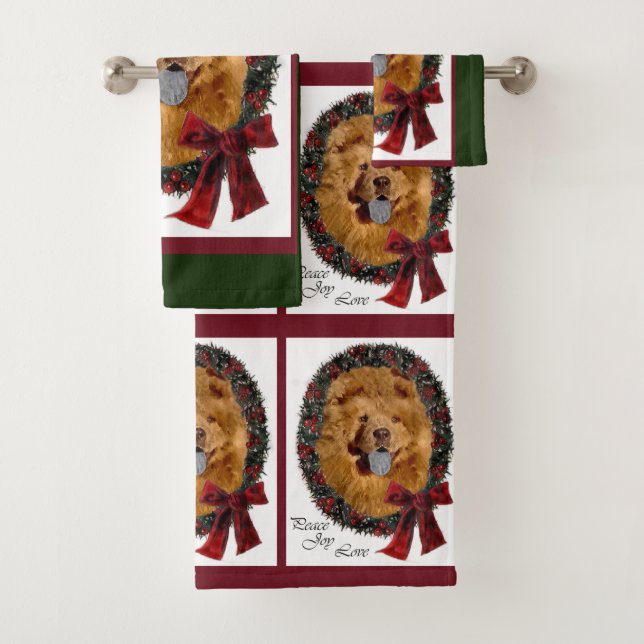 Conjunto De Toalhas Chow Chow Amava Natal (Insitu)