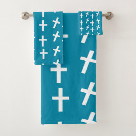 Conjunto De Toalhas Christian Jesus cruzou o padrão da Páscoa azul