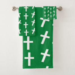 Conjunto De Toalhas Christian Jesus cruzou o padrão verde