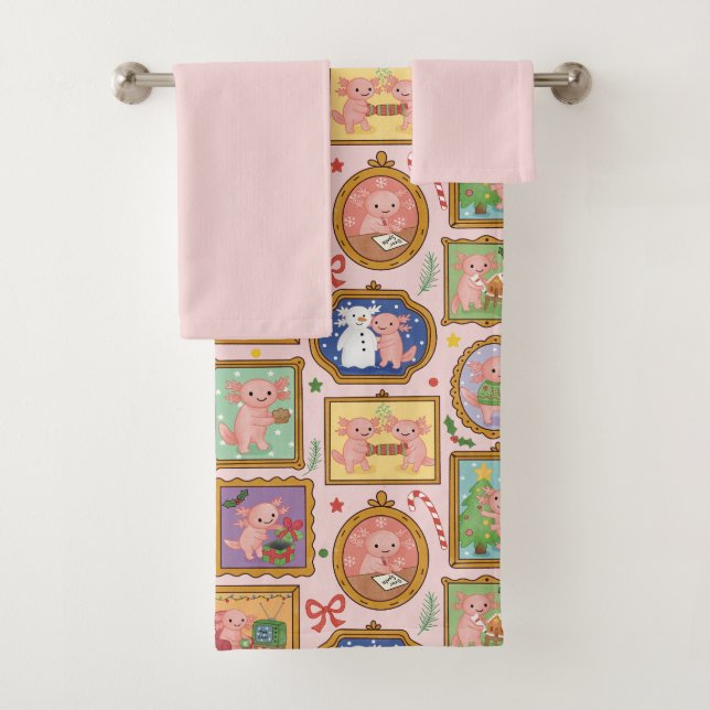 Conjunto De Toalhas Christmas axolotl Bath towels set (Insitu)
