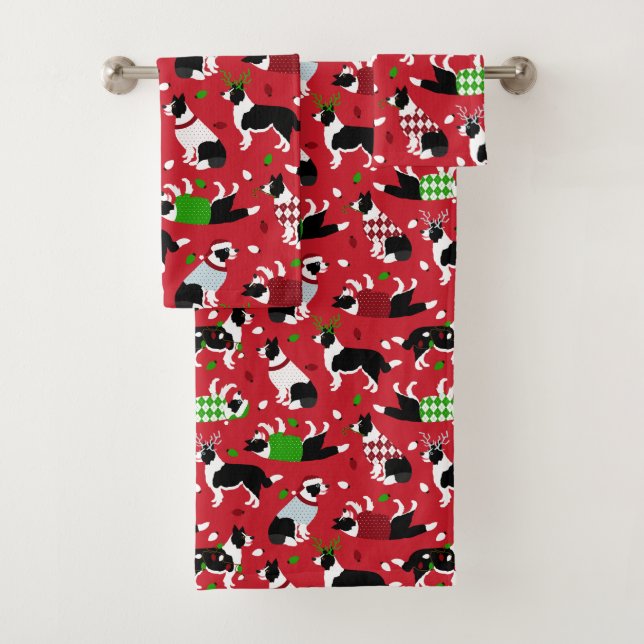 Conjunto De Toalhas Christmas Border Collie (Insitu)