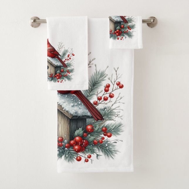 Conjunto De Toalhas Christmas Red Cardinal  (Insitu)
