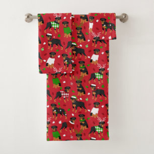 Conjunto De Toalhas Christmas Rottweiler