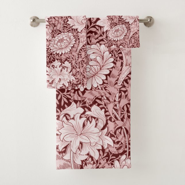 Conjunto De Toalhas Chrysanthemum Maroon, William Morris (Insitu)
