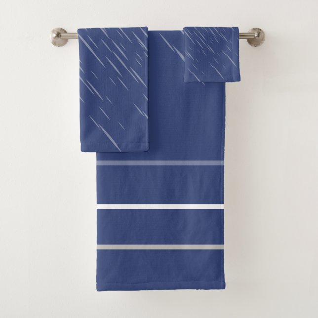 Conjunto De Toalhas Chuva Azul Marinho, Padrão Listras (Insitu)
