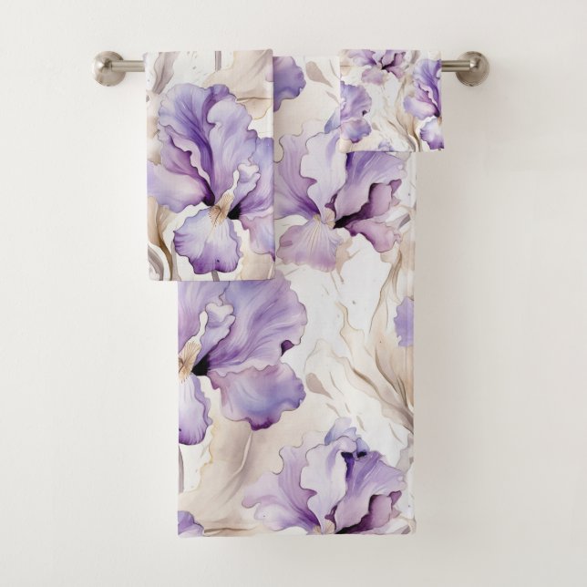 Conjunto De Toalhas Chuva de Noiva Floral Íris Roxo Romântica (Insitu)